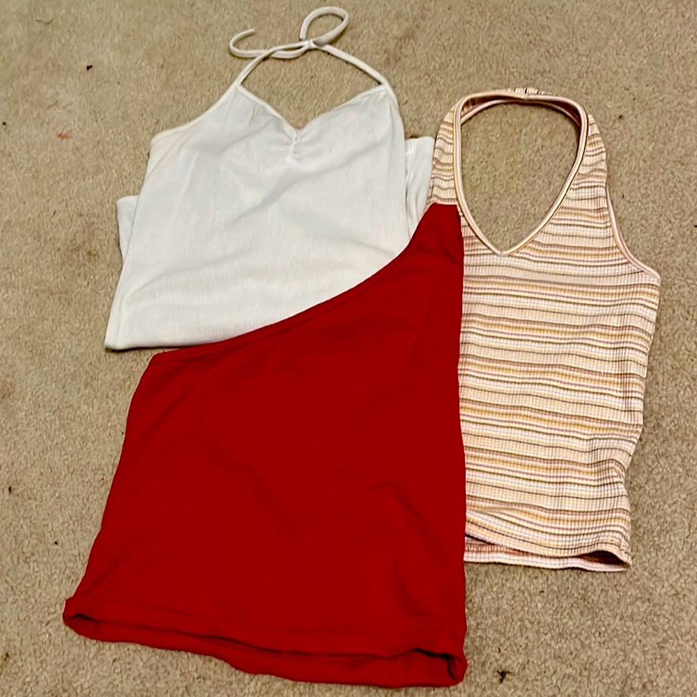 SET of 3 halter top / tank top / one shoulder top